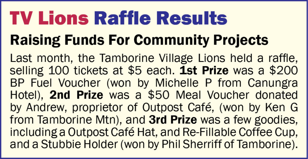 TV Lions Raffle Result - March