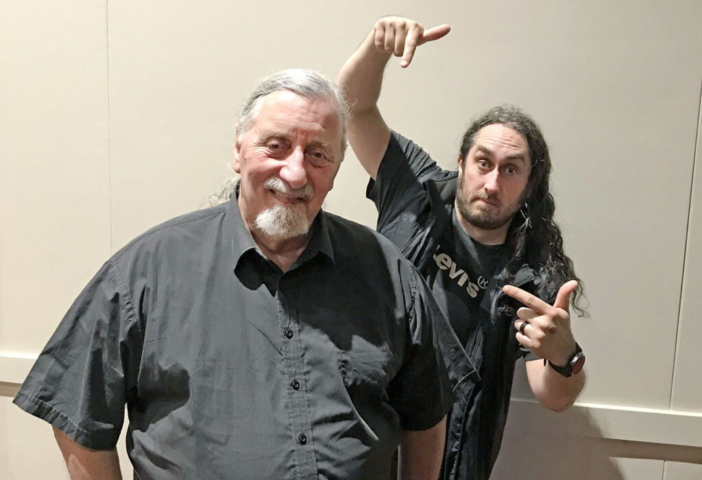 Comedian Ross Noble, with our local muso and trivia guy, John Beswick