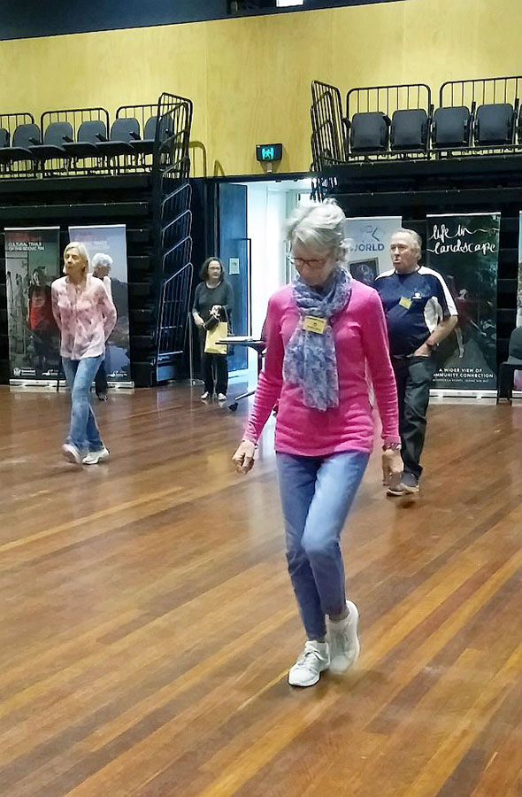 Glenda Hicks focusing on the footwork!