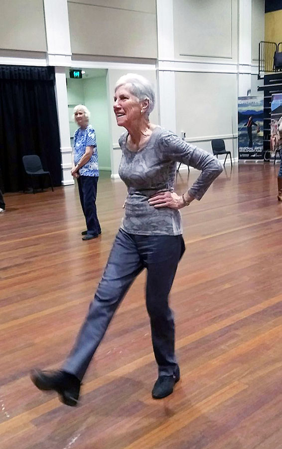 Margaret Leach enjoying  a Line Dancing session