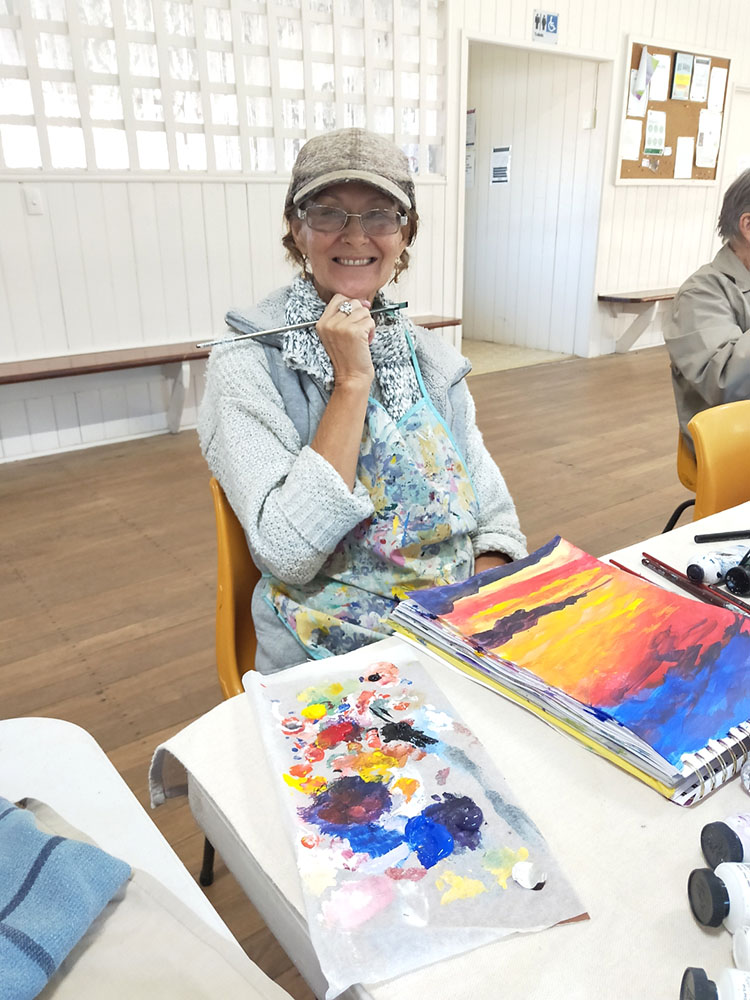 Stephanie Costa enjoying the painting class