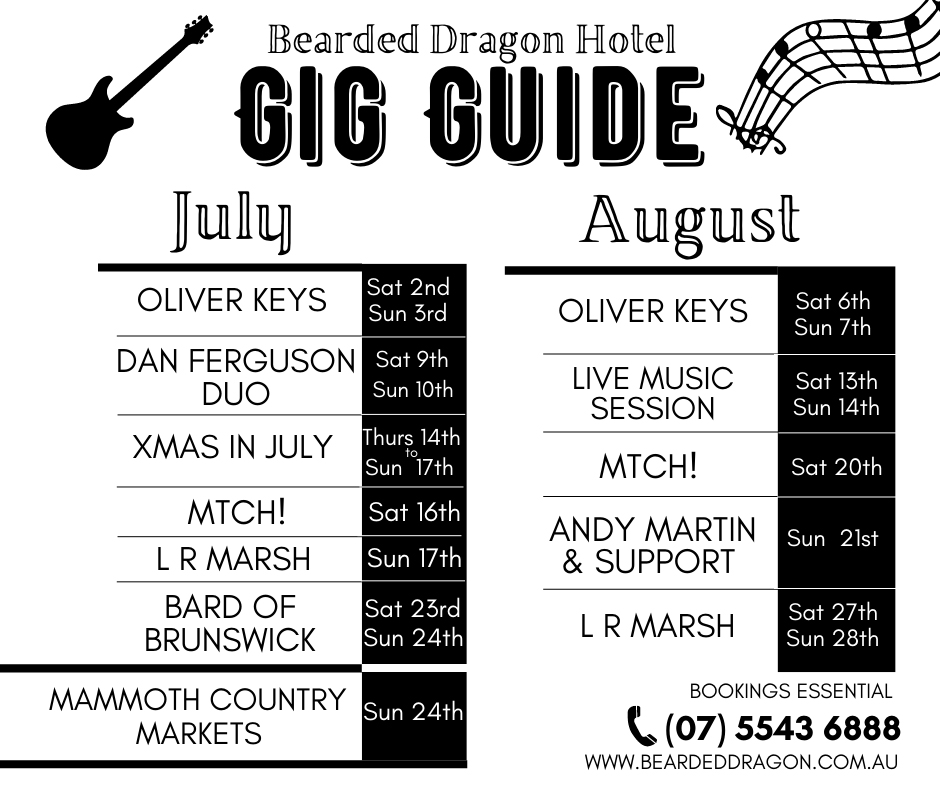 Bearded Dragon Gig Guide - July - August