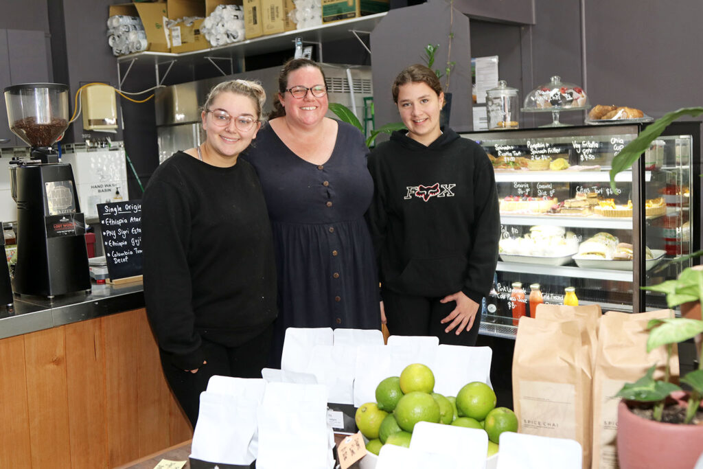 Members of The Village Roastery Team: Kate Powell (middle) with assistants Hannah Battistuzzi & Liberty Thornton