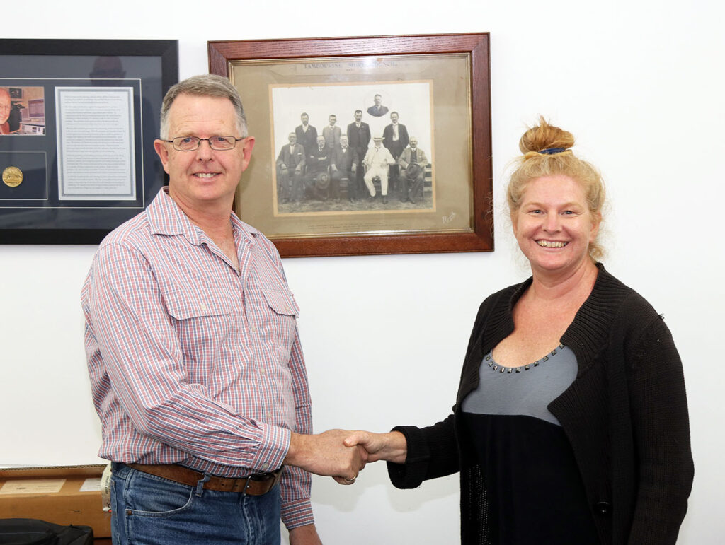 Cr Jeff McConnell with Outgoing Hall President Nicole Pardilanan