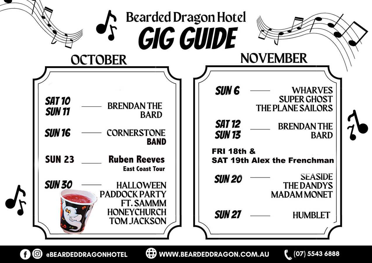 Bearded Dragon Gig Guide - October - November