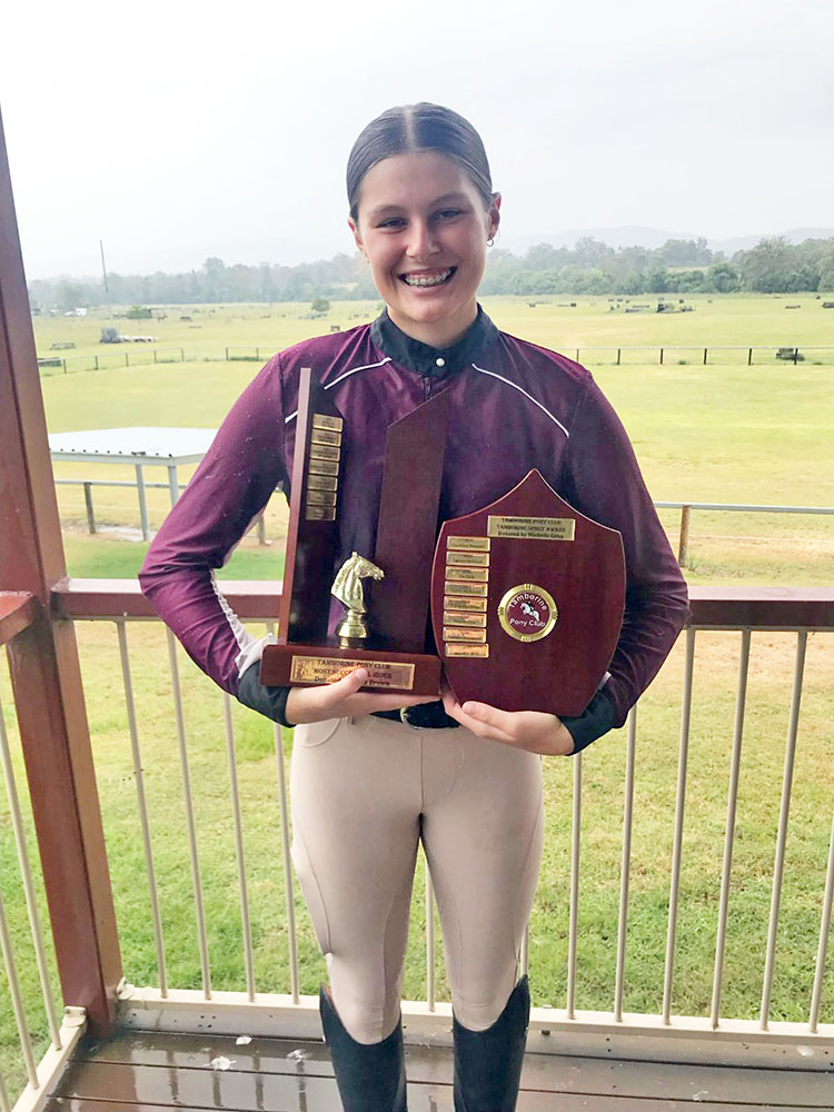 Most Successful Competitor - Eliesha Saville, riding Flynders Lane and recipient of the Tamborine Spirit Award