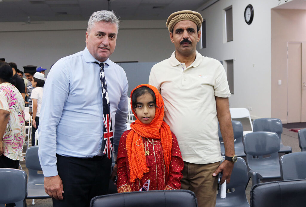 Linus Power MP with eight-year-old speaker Arshia and her Dad